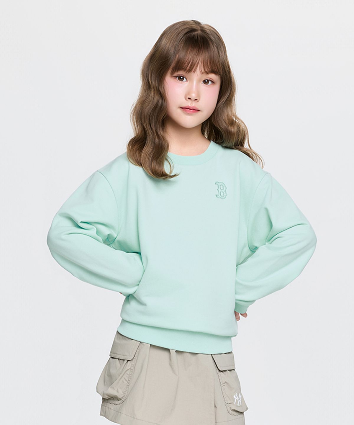 엠엘비 키즈(MLB KIDS) 베이직 스몰로고 맨투맨 BOS (L.Mint)