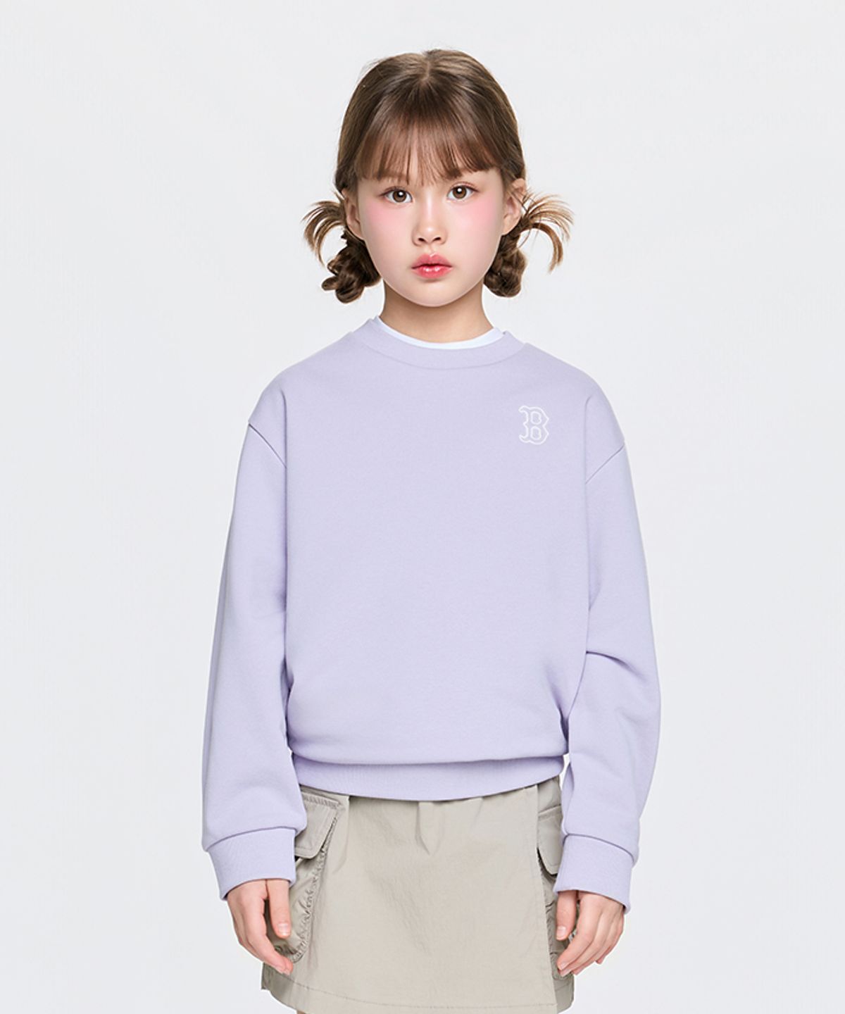 엠엘비 키즈(MLB KIDS) 베이직 스몰로고 맨투맨 BOS (Lavender)
