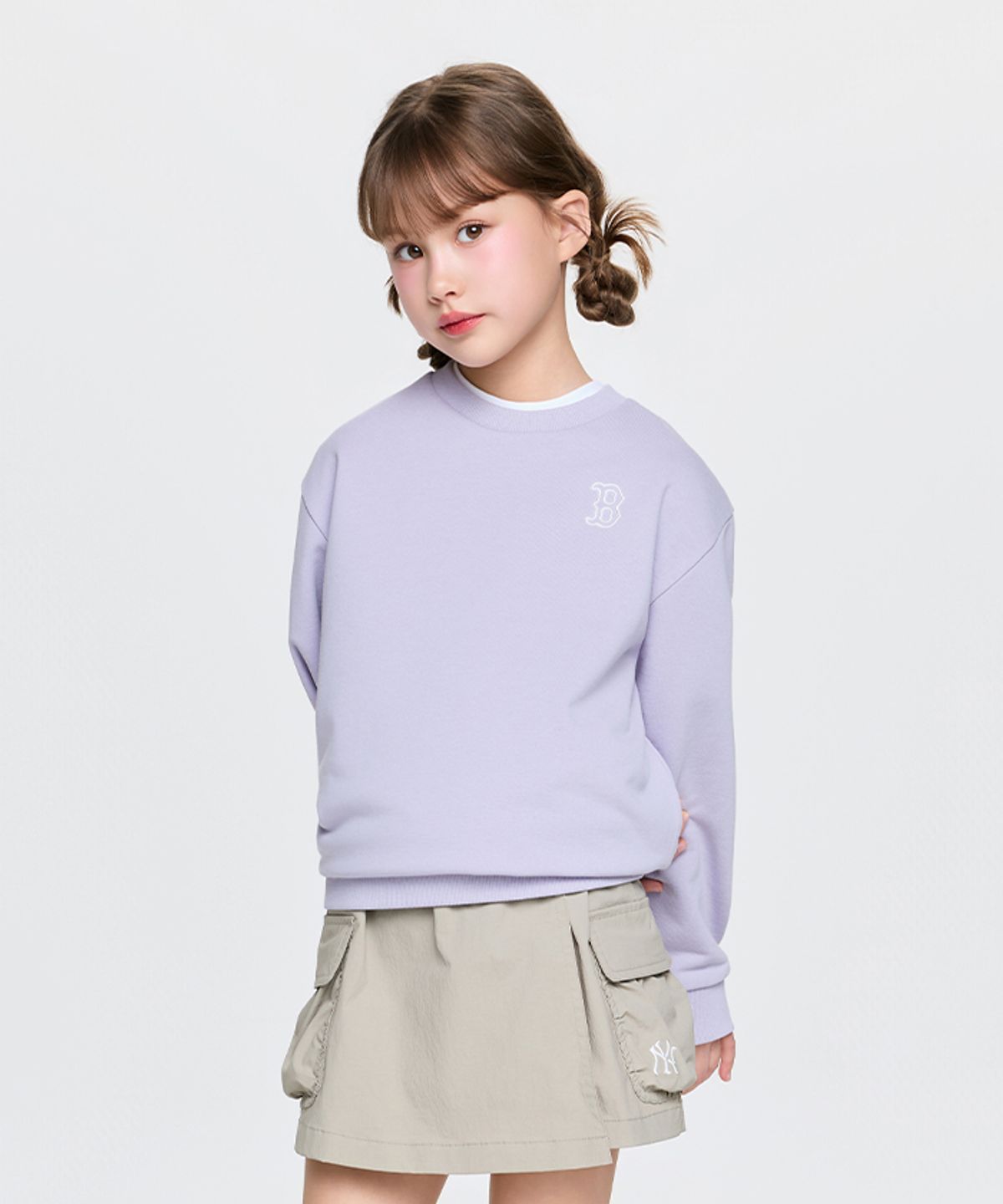 엠엘비 키즈(MLB KIDS) 베이직 스몰로고 맨투맨 BOS (Lavender)