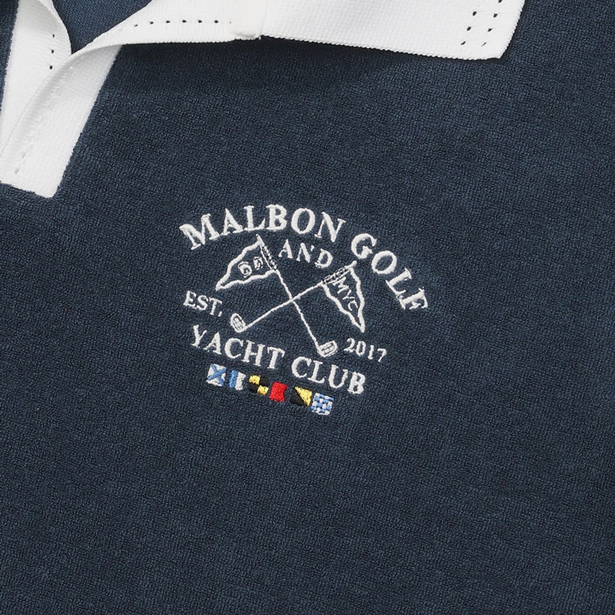 말본 골프(MALBON GOLF) 배색 오픈 카라 티셔츠 NAVY (WOMAN)