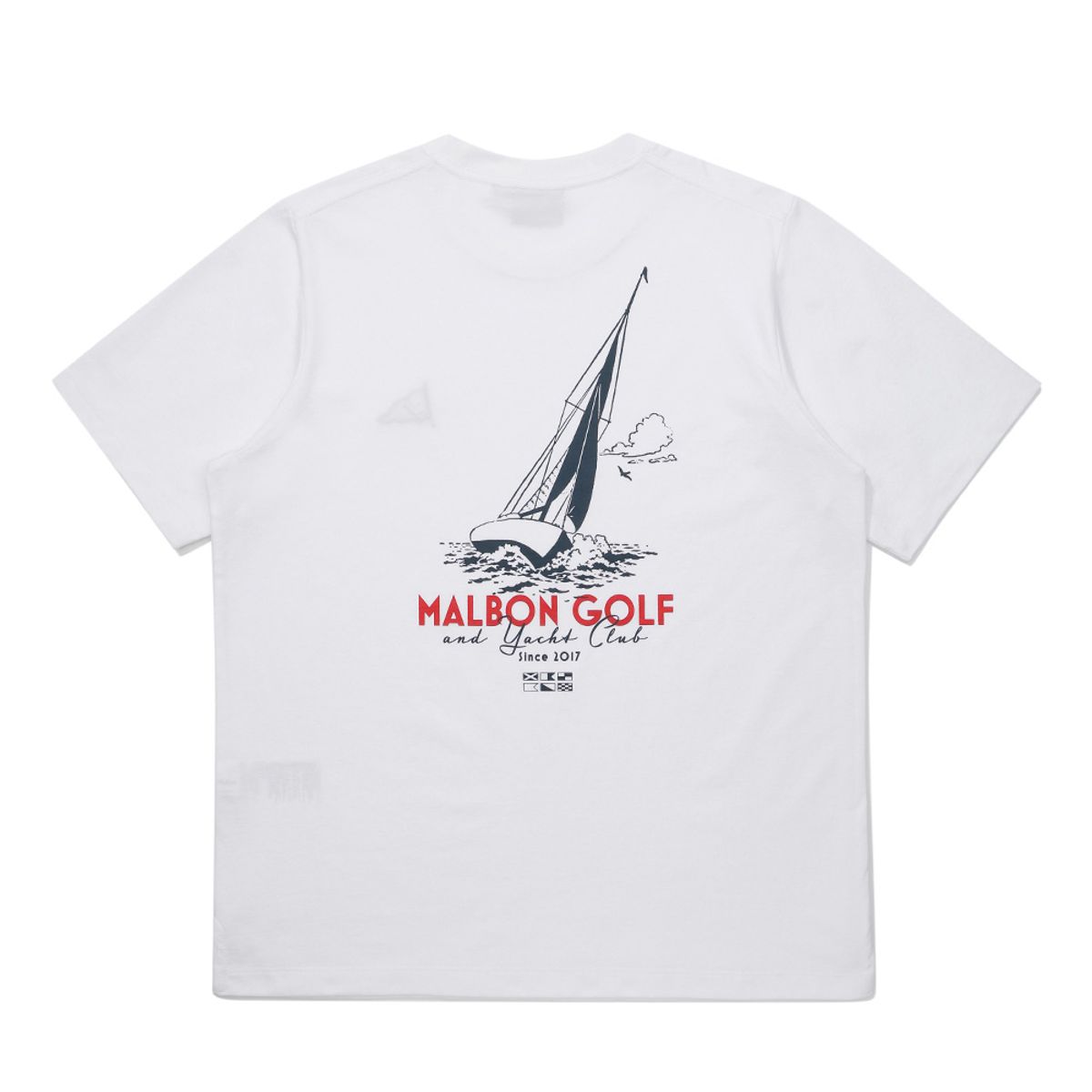 말본 골프(MALBON GOLF) YACHT CLUB 유니 라운드 티셔츠 WHITE