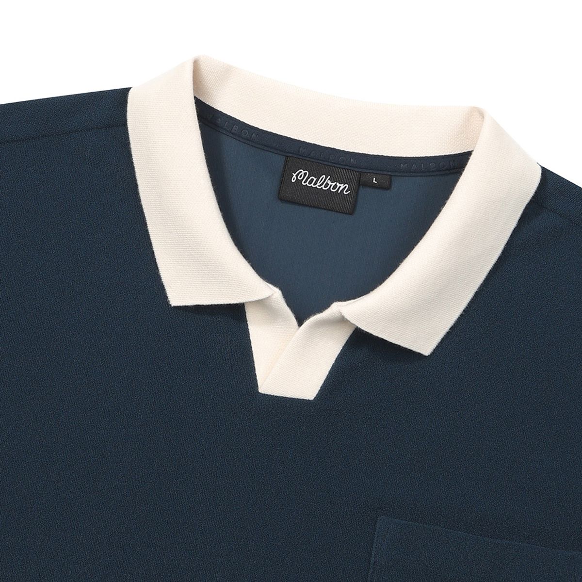 말본 골프(MALBON GOLF) 프리미엄 테리소재 오픈넥 티셔츠 NAVY (MAN)