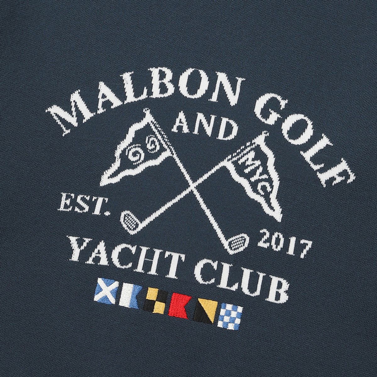 말본 골프(MALBON GOLF) 이중지 라운드 니트 스웨터 NAVY (WOMAN)