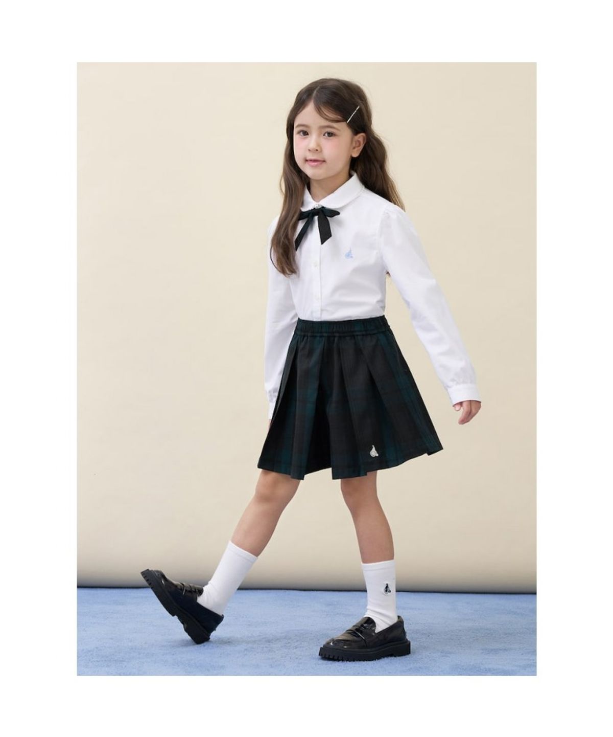 빈폴 키즈(BEANPOLE KIDS) [Essential] 여아 옥스포드 셔츠 & 리본타이 세트  화이트 (BI6164GE11) (BI6164GE11)