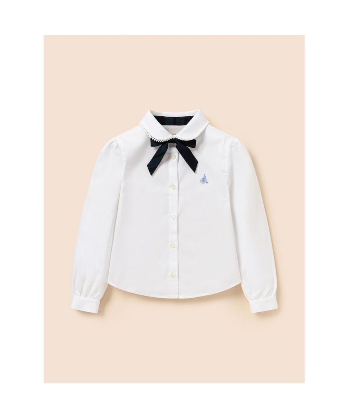 빈폴 키즈(BEANPOLE KIDS) [Essential] 여아 옥스포드 셔츠 & 리본타이 세트  화이트 (BI6164GE11) (BI6164GE11)