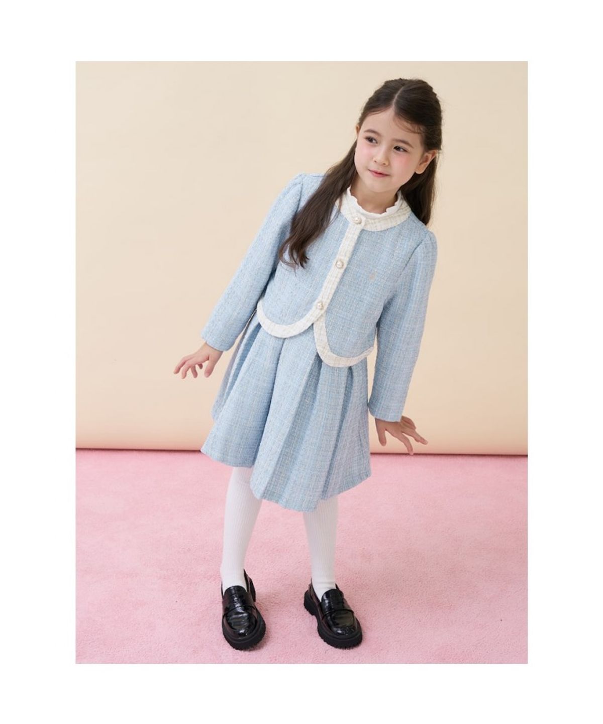 빈폴 키즈(BEANPOLE KIDS) 클래식 트위드 원피스 & 재킷 세트  스카이 블루 (BI6171G01Q) (BI6171G01Q)