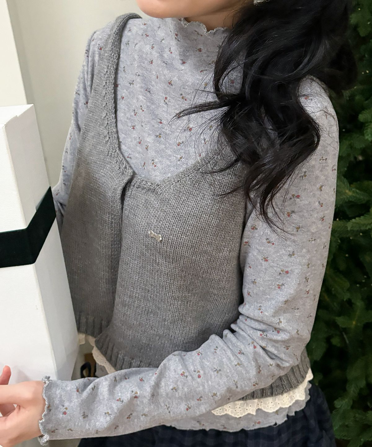 쿨키튼(KOOLKITTEN) Romantic Layered Flower Knit Set 2colors