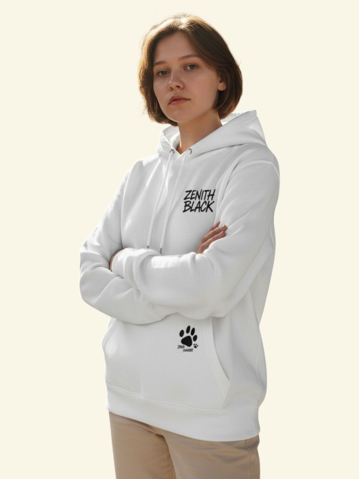 지블랙(ZBLACK) 스텐다드 제니스 블랙 기본로고 오버핏 후드 (WHITE)