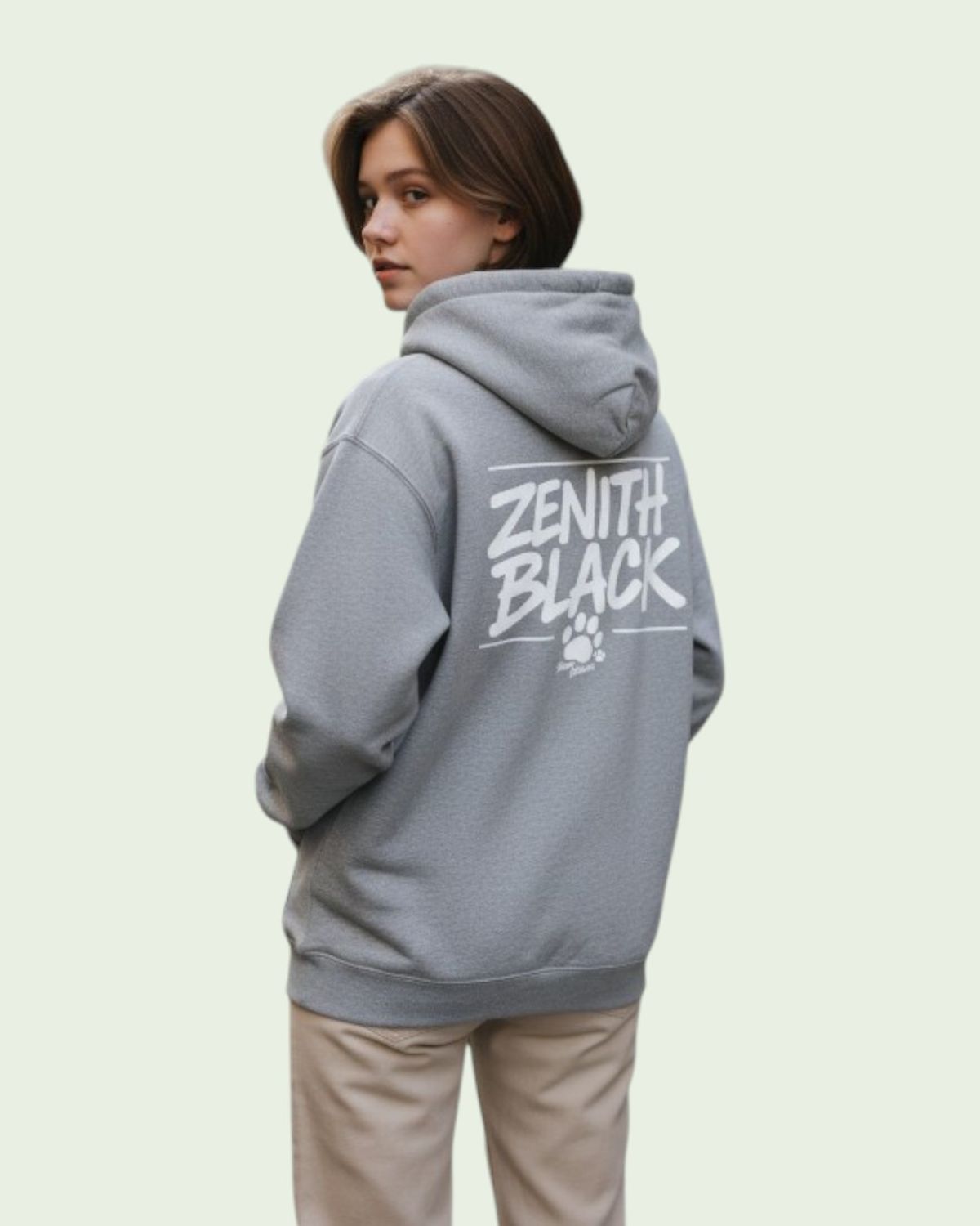 지블랙(ZBLACK) 스텐다드 제니스 블랙 기본로고 오버핏 후드(MELANGE GREY)