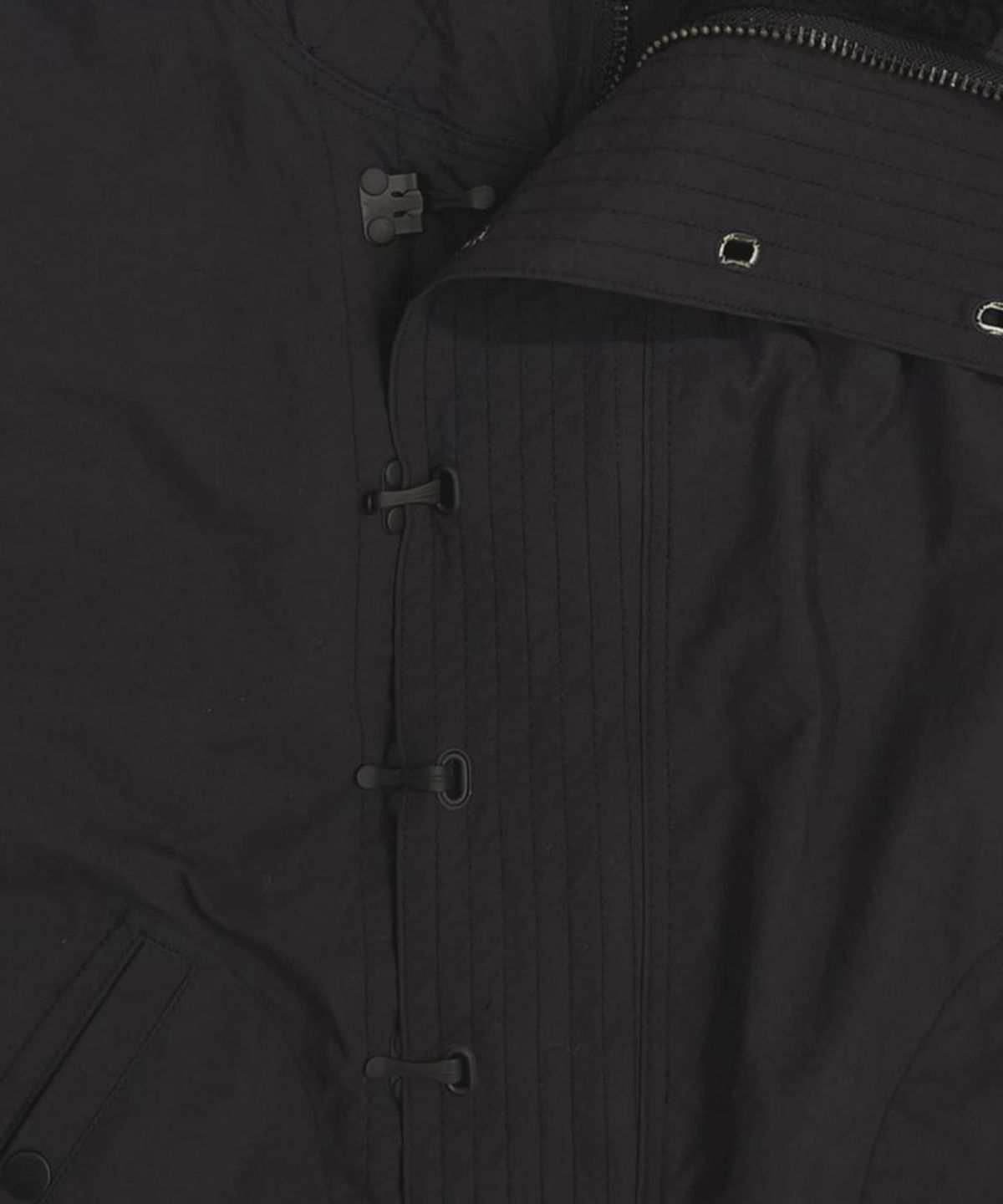 마이너스(MINUS) Flight Bomber With Hook DEADSTOCK(VEGETABLE DYED NYLON) - BLACK