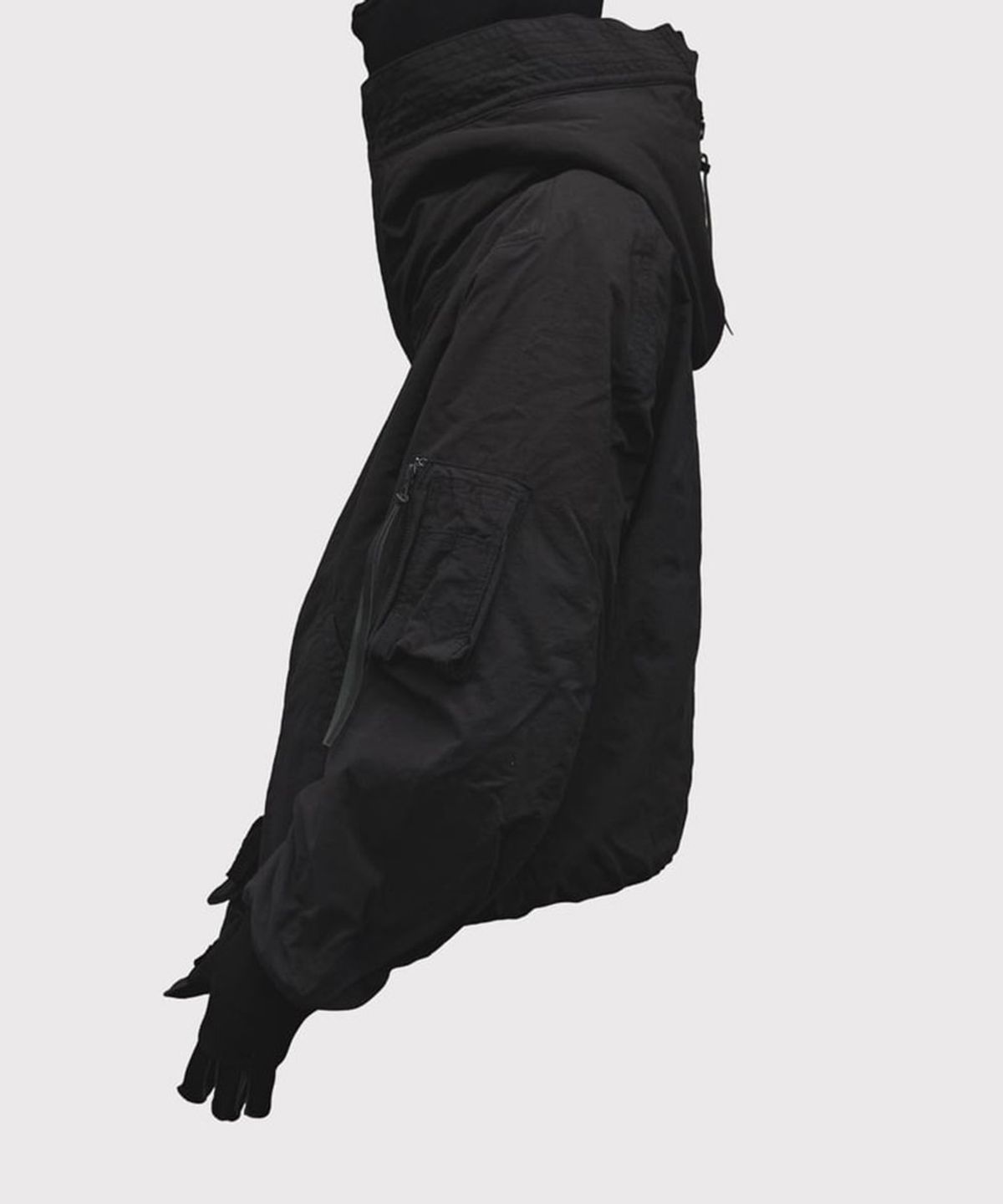 마이너스(MINUS) Flight Bomber With Hook DEADSTOCK(VEGETABLE DYED NYLON) - BLACK