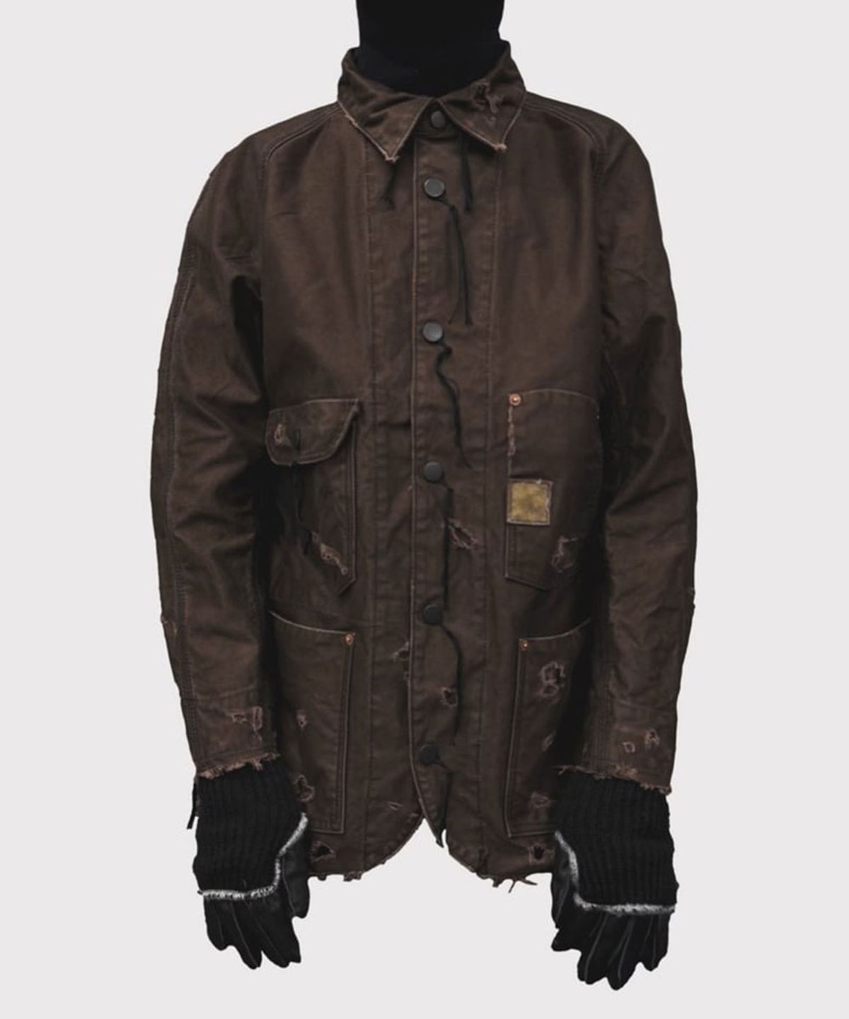 마이너스(MINUS) Chore Jacket With Damaged(PIGMENT DYED MOLESKIN) - MOCHA