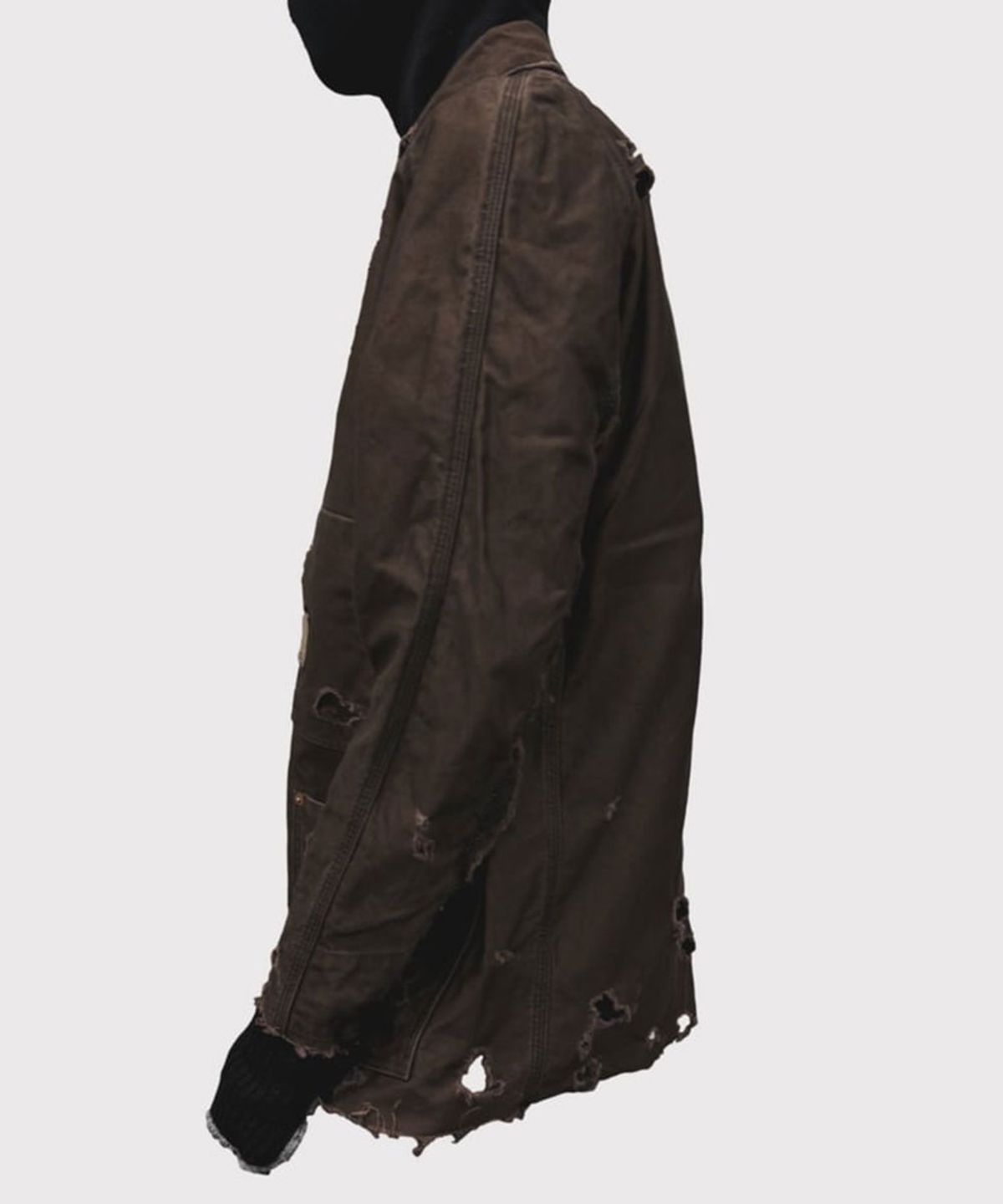 마이너스(MINUS) Chore Jacket With Damaged(PIGMENT DYED MOLESKIN) - MOCHA