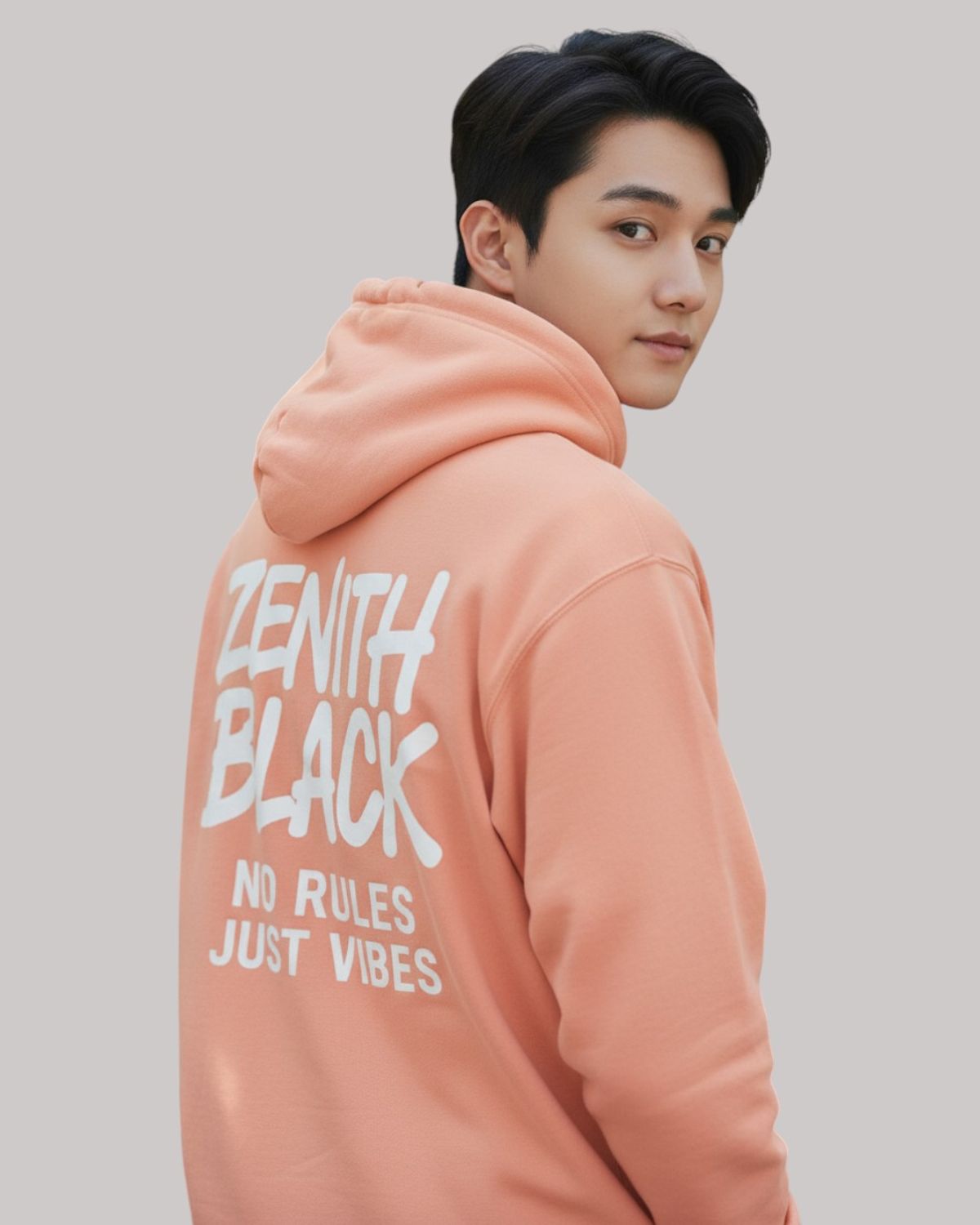 지블랙(ZBLACK) 제니스 블랙 빅로고 로고 오버핏 후드 CORAL