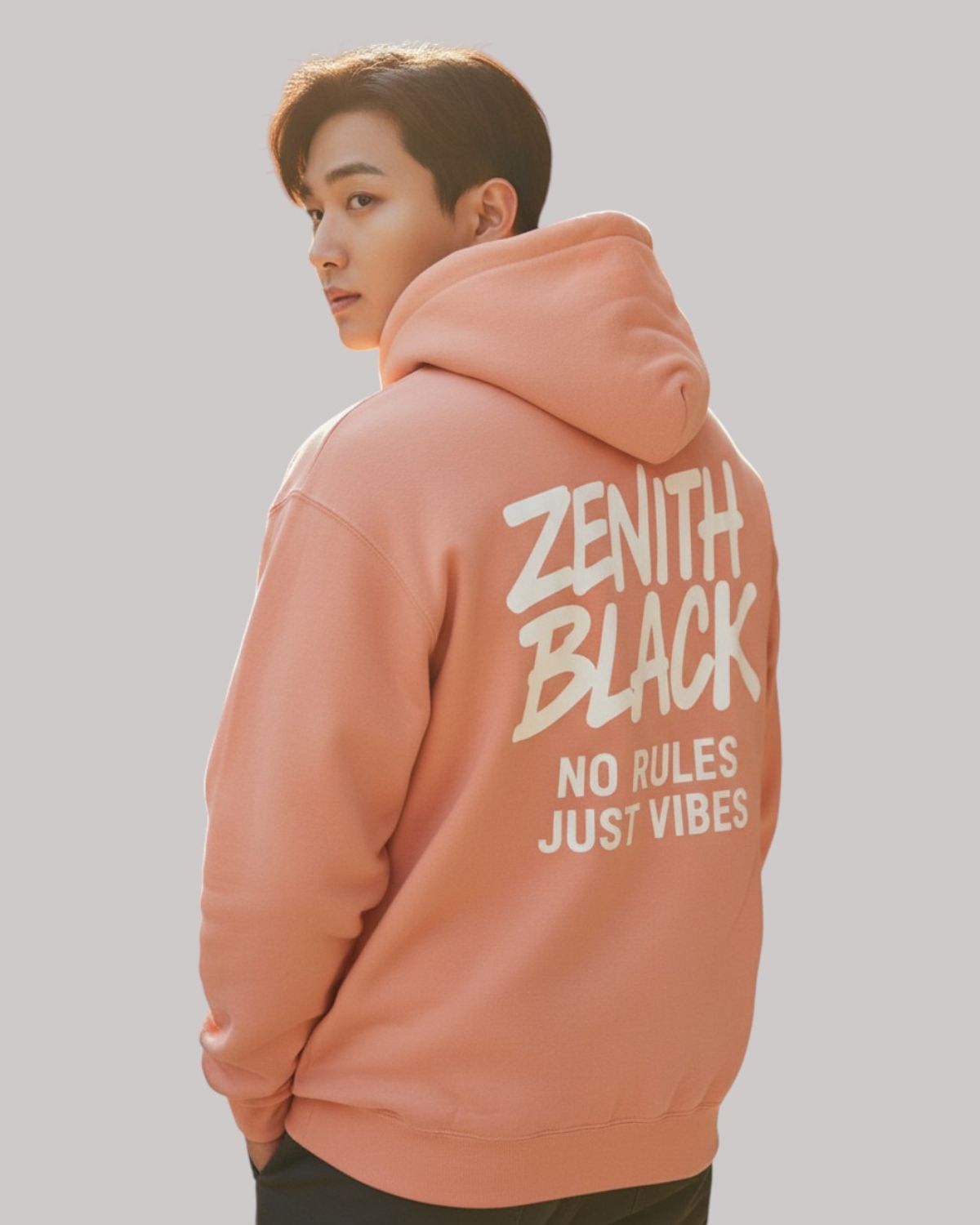 지블랙(ZBLACK) 제니스 블랙 빅로고 로고 오버핏 후드 CORAL
