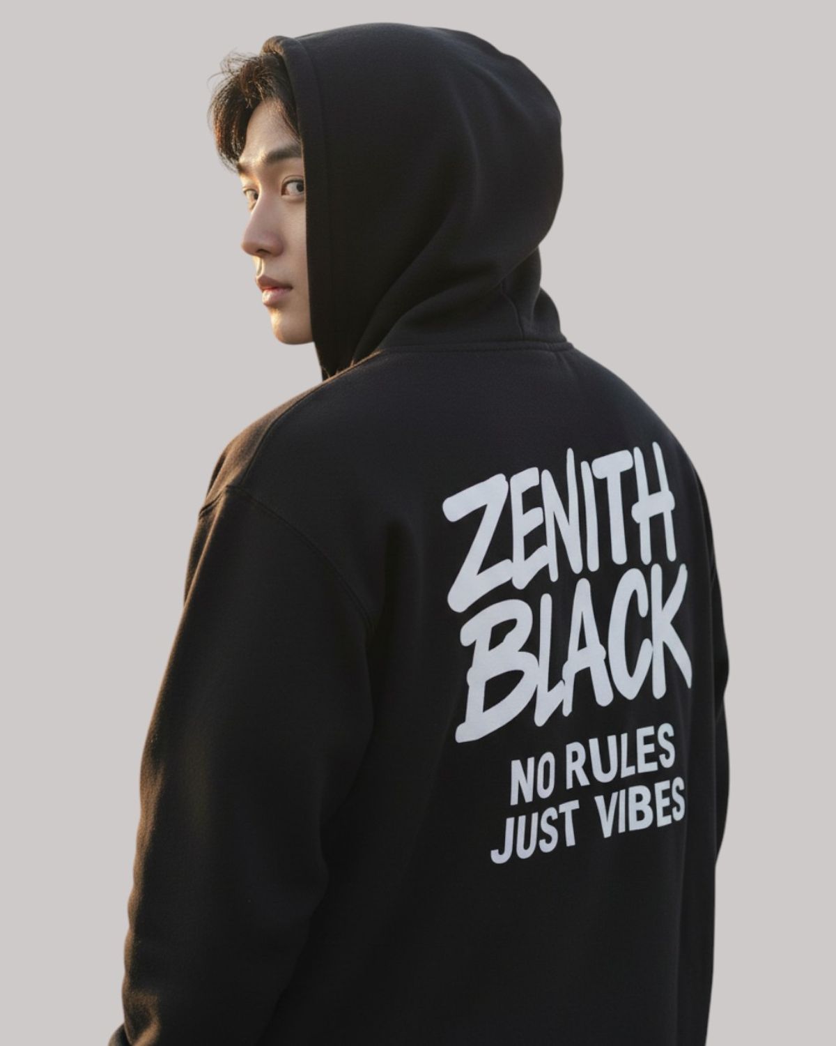 지블랙(ZBLACK) 제니스 블랙 빅로고 로고 오버핏 후드 BLACK