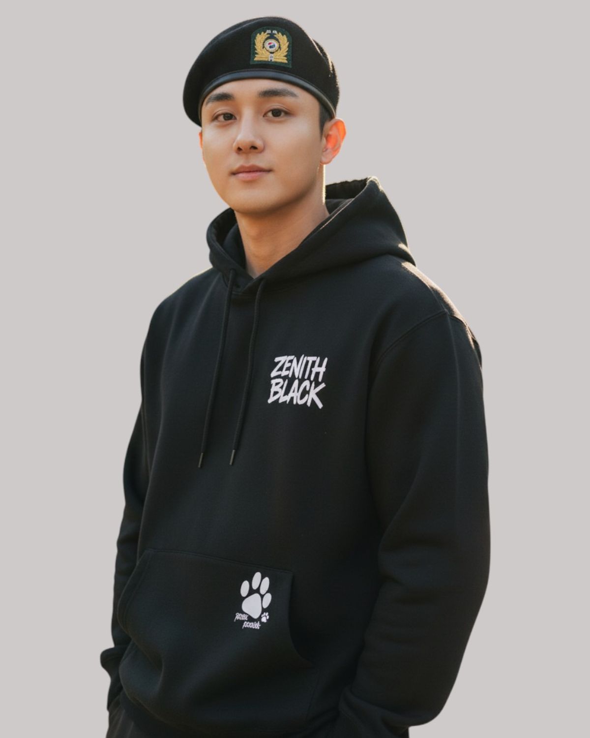 지블랙(ZBLACK) 제니스 블랙 빅로고 로고 오버핏 후드 BLACK