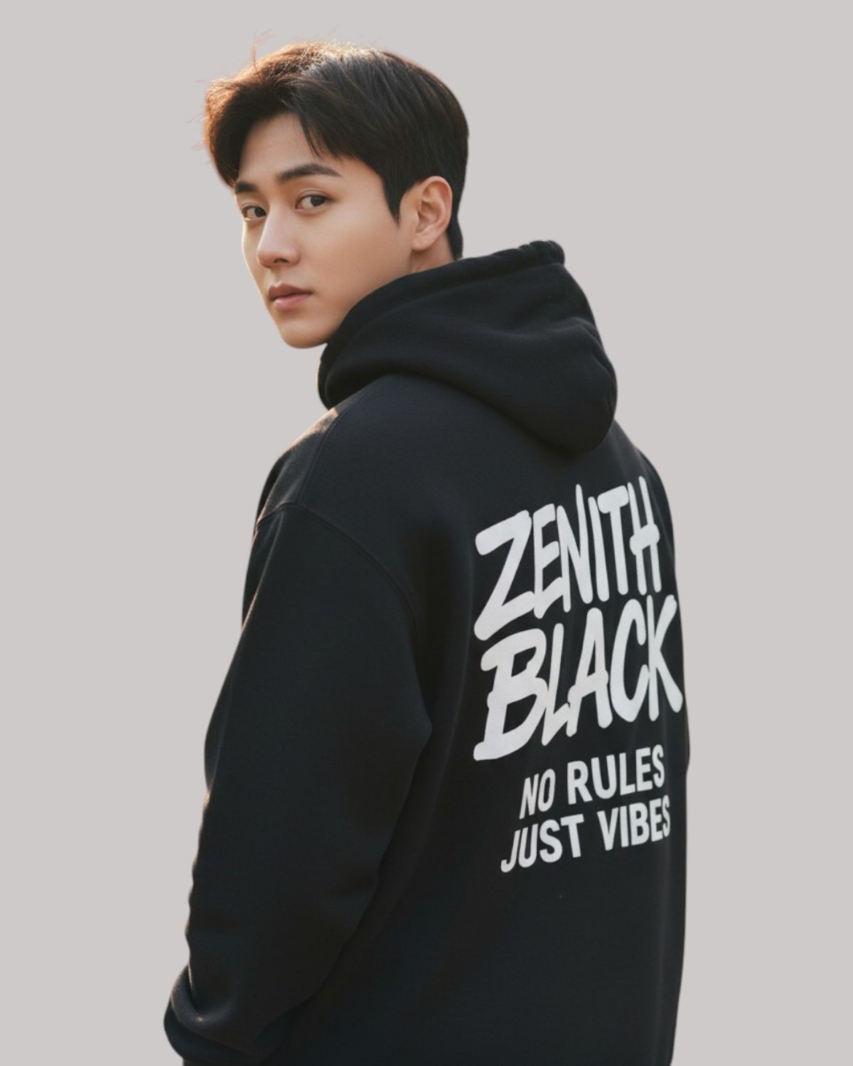 지블랙(ZBLACK) 제니스 블랙 빅로고 로고 오버핏 후드 BLACK