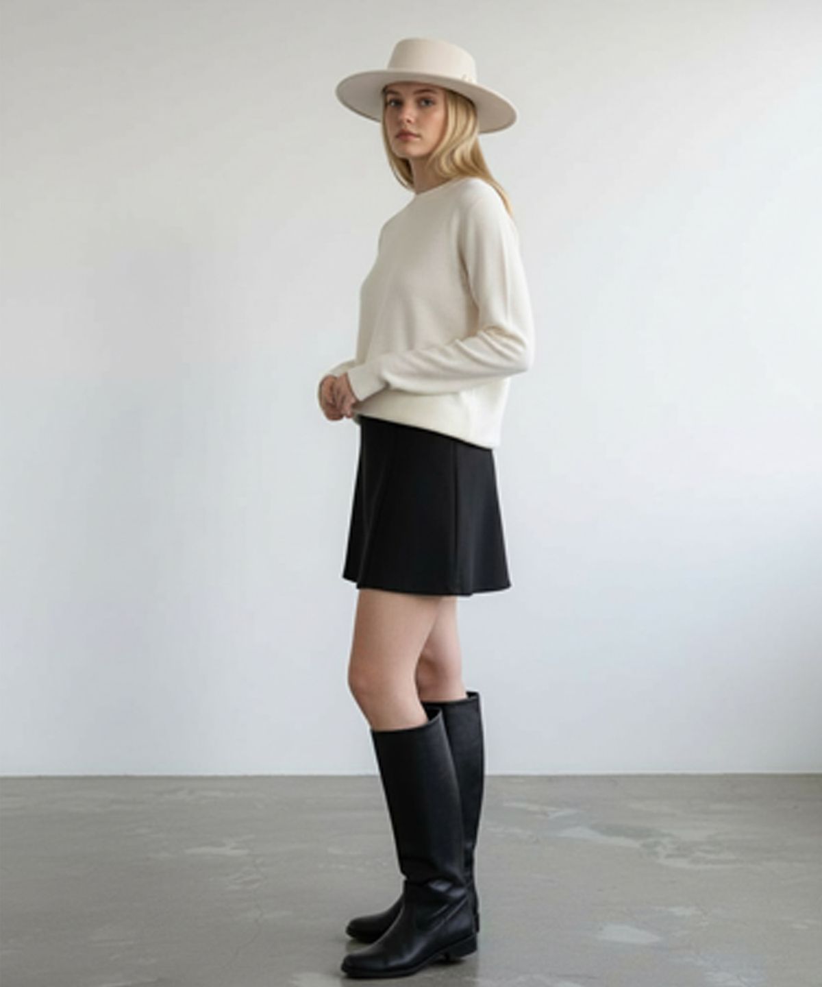 유니버셜 케미스트리(UNIVERSAL CHEMISTRY) Poly Ivory Flat Fedora 페도라