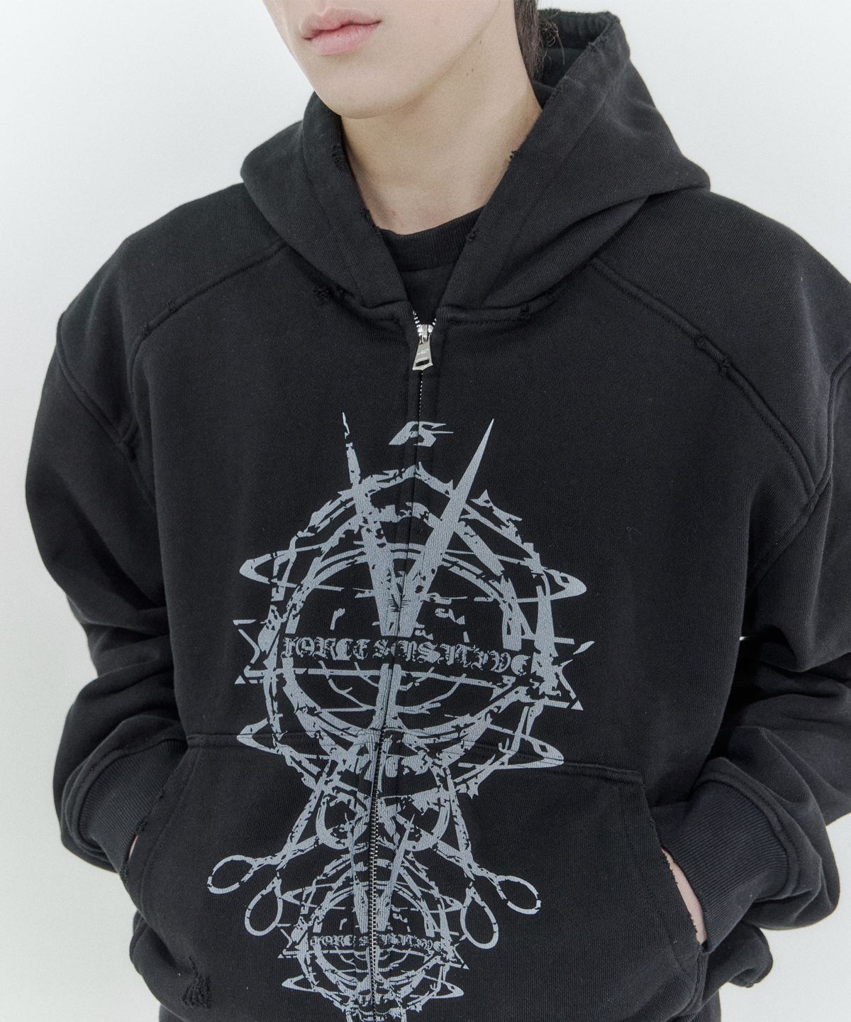 포스센스티브(FORCESENSITIVE) darkness scissors hoodie zip-up (black)