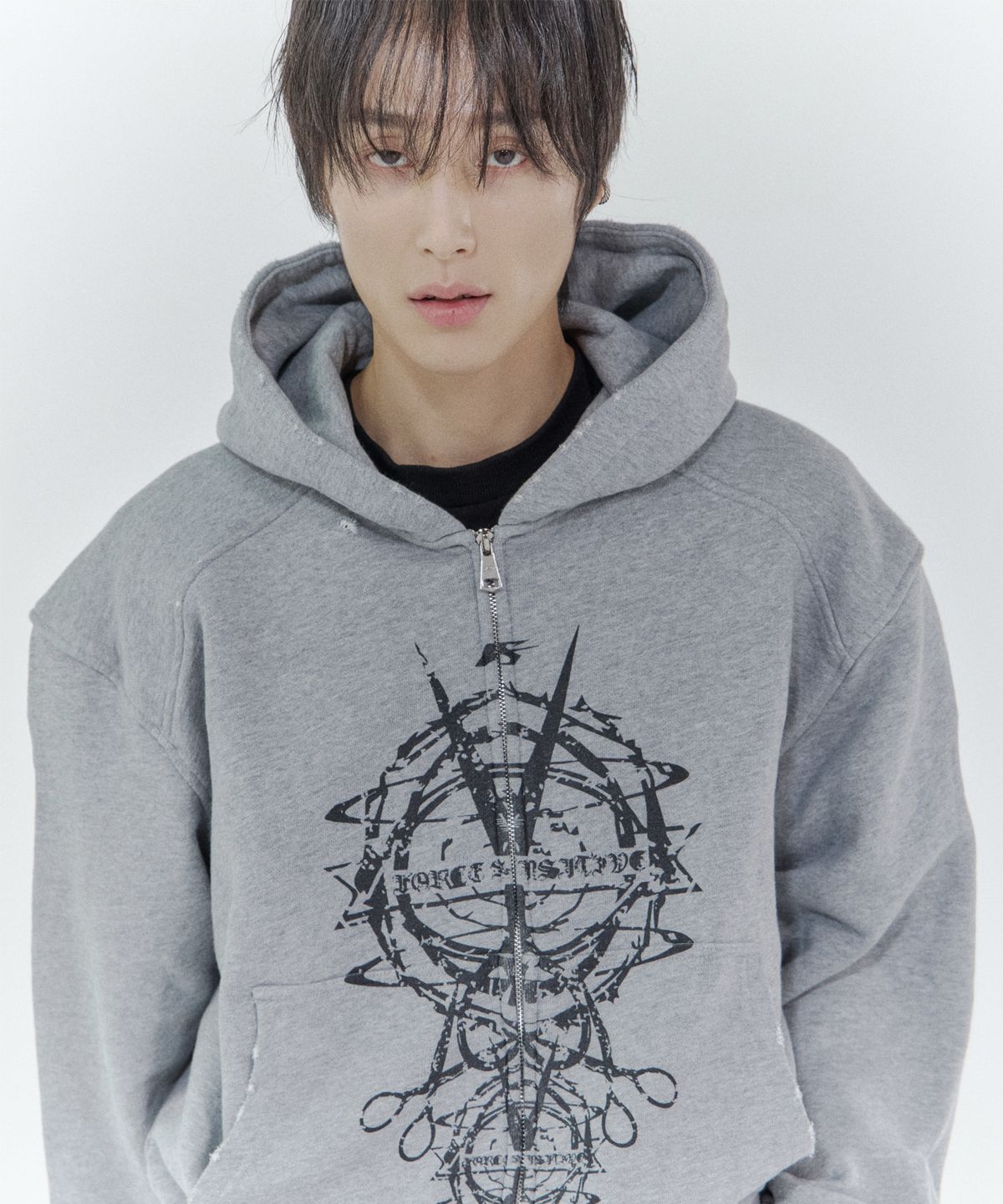 포스센스티브(FORCESENSITIVE) darkness scissors hoodie zip-up (grey)