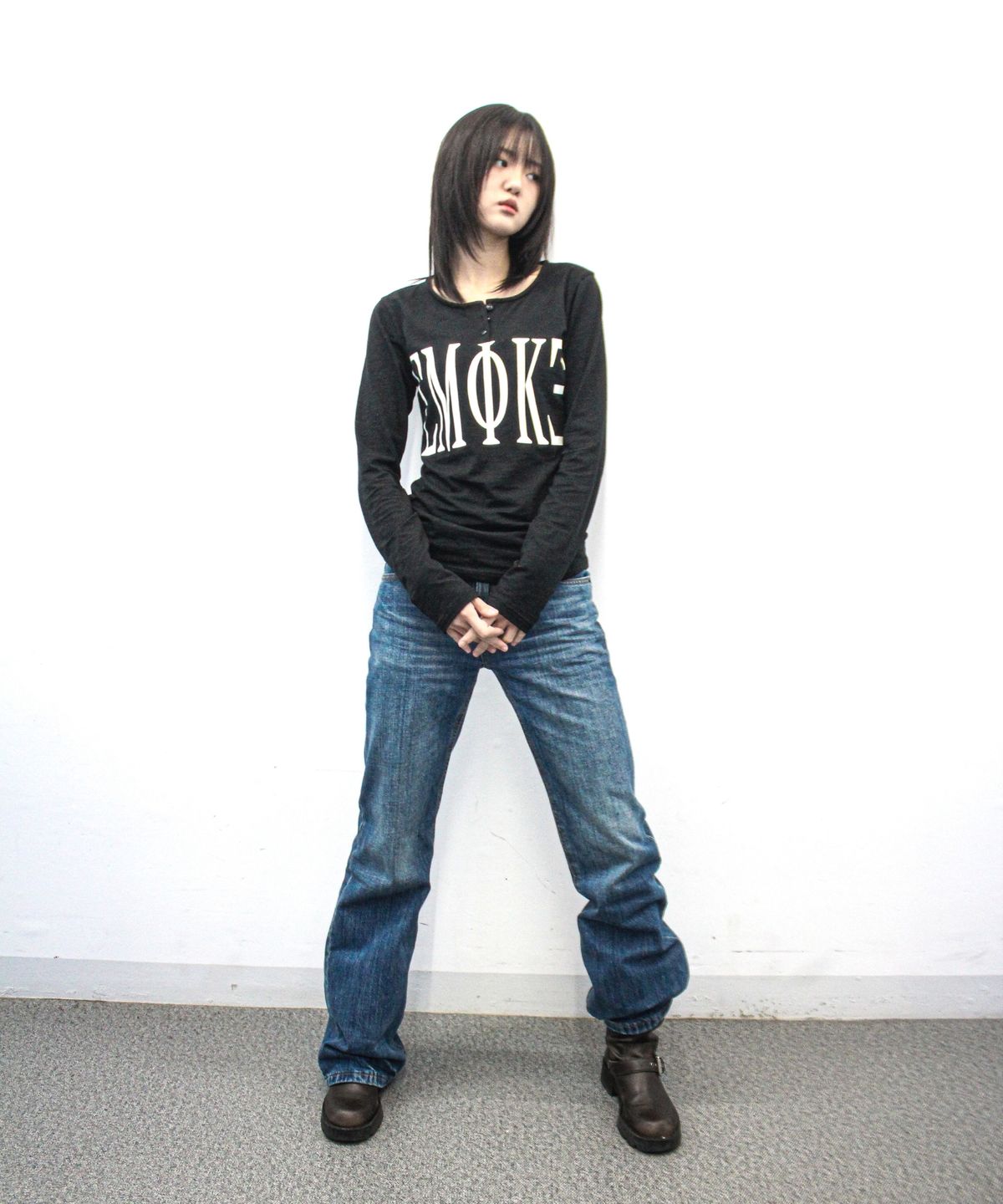 스모크어스타(SMOKEASTAR) SMOKE CODE LONG-SLEEVE (BLACK)