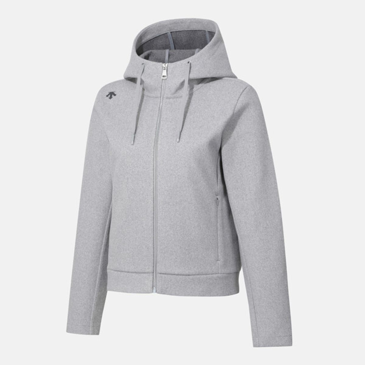 데상트(DESCENTE) 우먼스 울라이크 트레이닝 후드 집업 자켓 멜란지 그레이 SR122PFT11