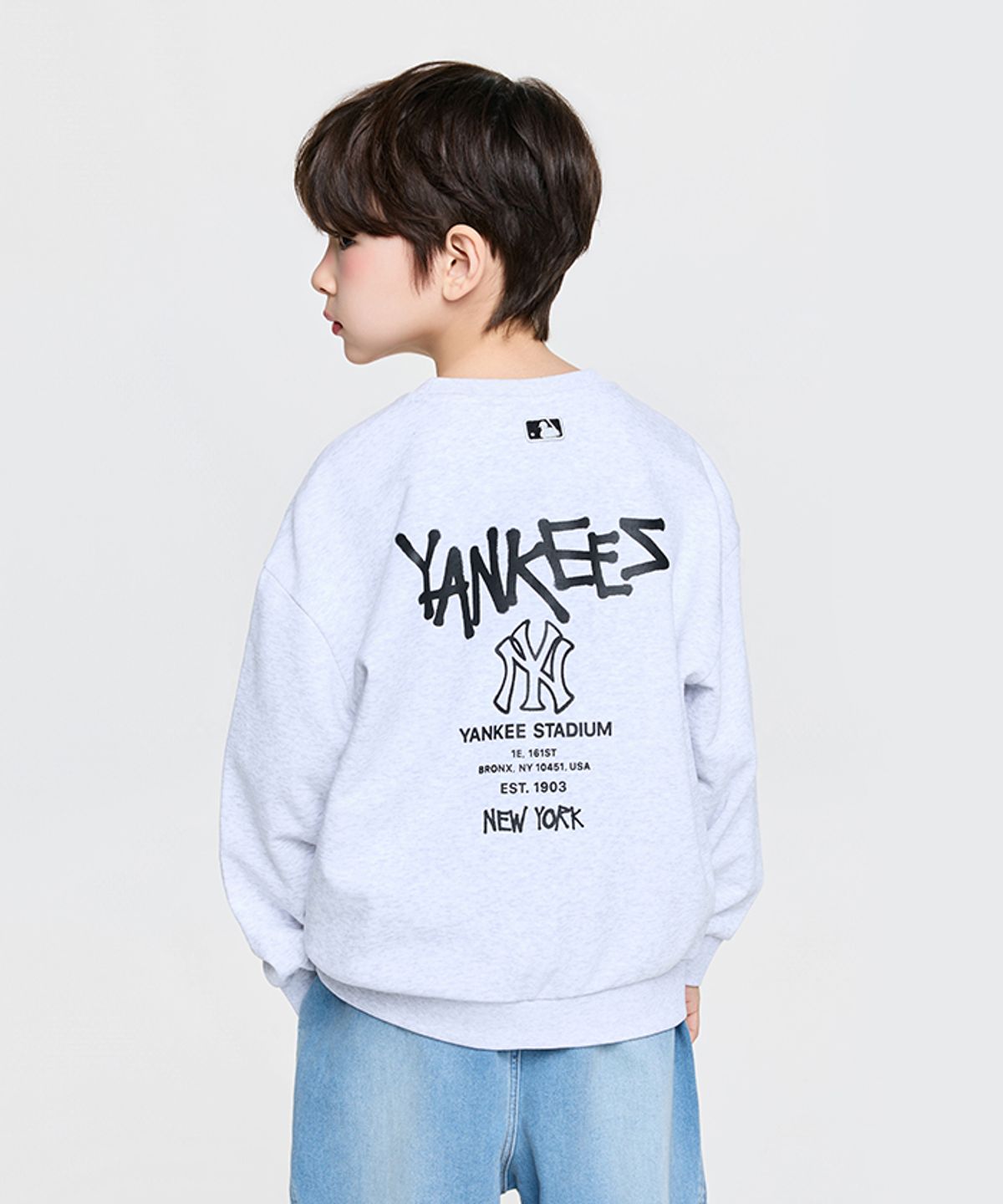 엠엘비 키즈(MLB KIDS) 스트릿 베이직 아트웍 맨투맨 NY (L.Melange Grey)