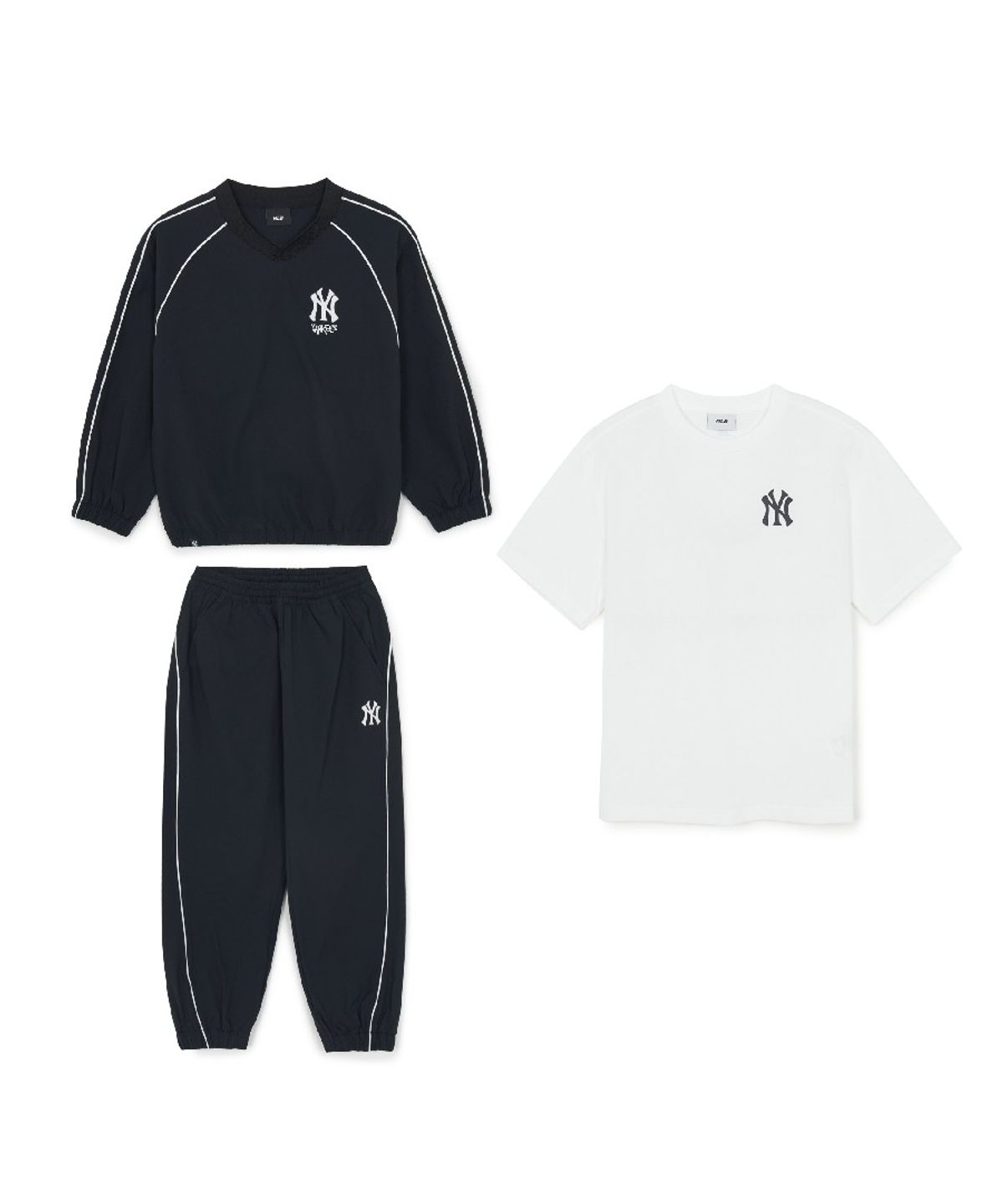 엠엘비 키즈(MLB KIDS) 스트릿 베이직 우븐 맨투맨 3 세트 NY (Black)