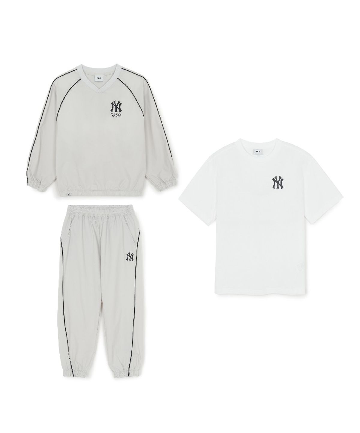 엠엘비 키즈(MLB KIDS) 스트릿 베이직 우븐 맨투맨 3 세트 NY (Mg.Cream)