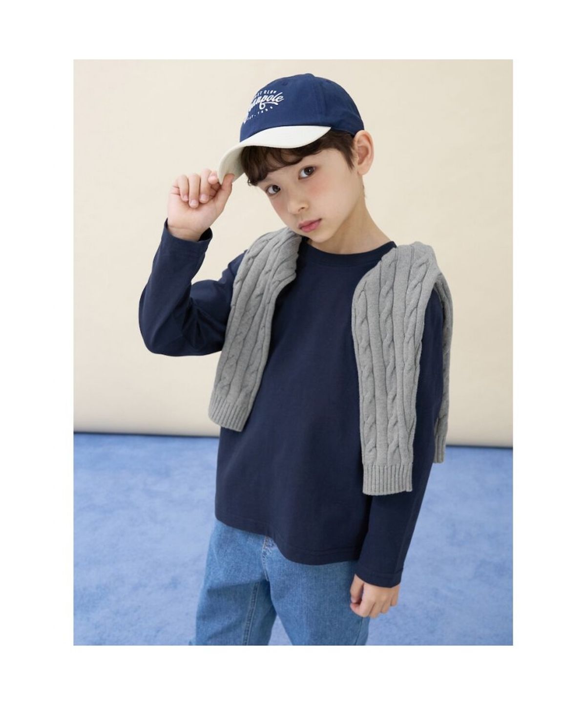 빈폴 키즈(BEANPOLE KIDS) [Essential] 수피마 베이직 긴소매 티셔츠  네이비 (BI6141UE2R)