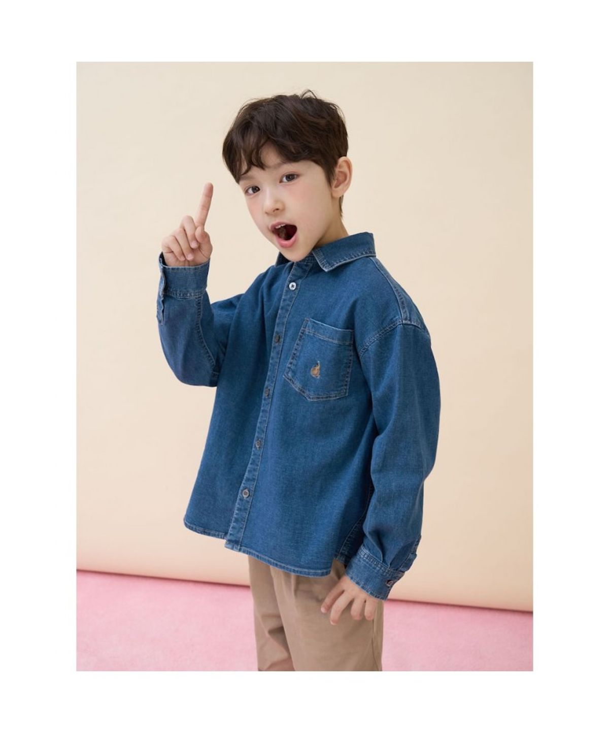 빈폴 키즈(BEANPOLE KIDS) 루즈핏 데님 셔츠  블루 (BI6164U04P)