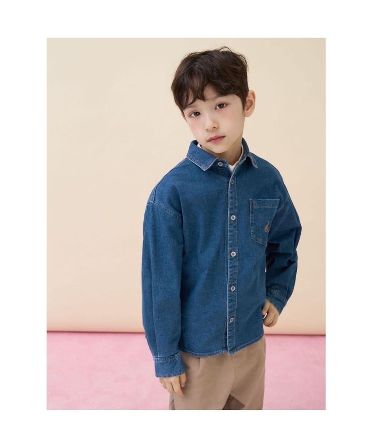 빈폴 키즈(BEANPOLE KIDS) 루즈핏 데님 셔츠  블루 (BI6164U04P)