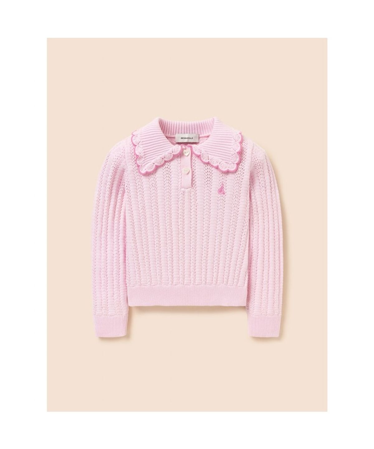 빈폴 키즈(BEANPOLE KIDS) 여아 스칼럽 칼라 포인트 니트 스웨터  라이트 핑크 (BI6151G01Y)