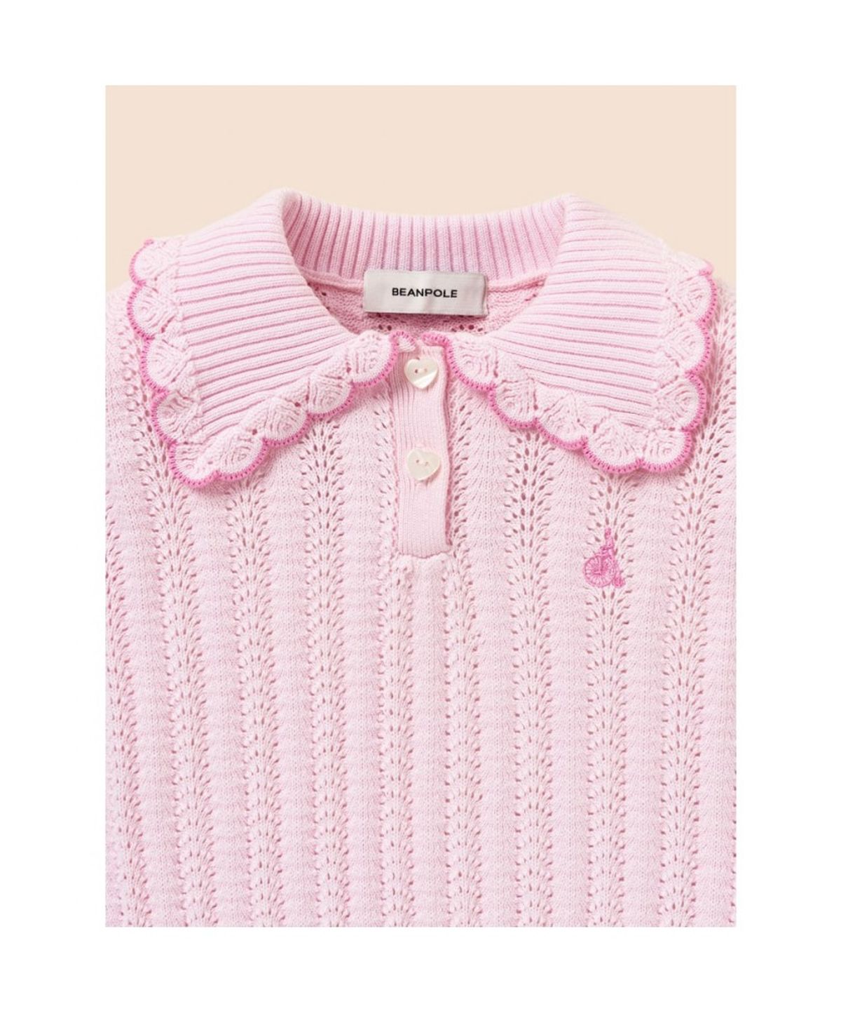 빈폴 키즈(BEANPOLE KIDS) 여아 스칼럽 칼라 포인트 니트 스웨터  라이트 핑크 (BI6151G01Y)