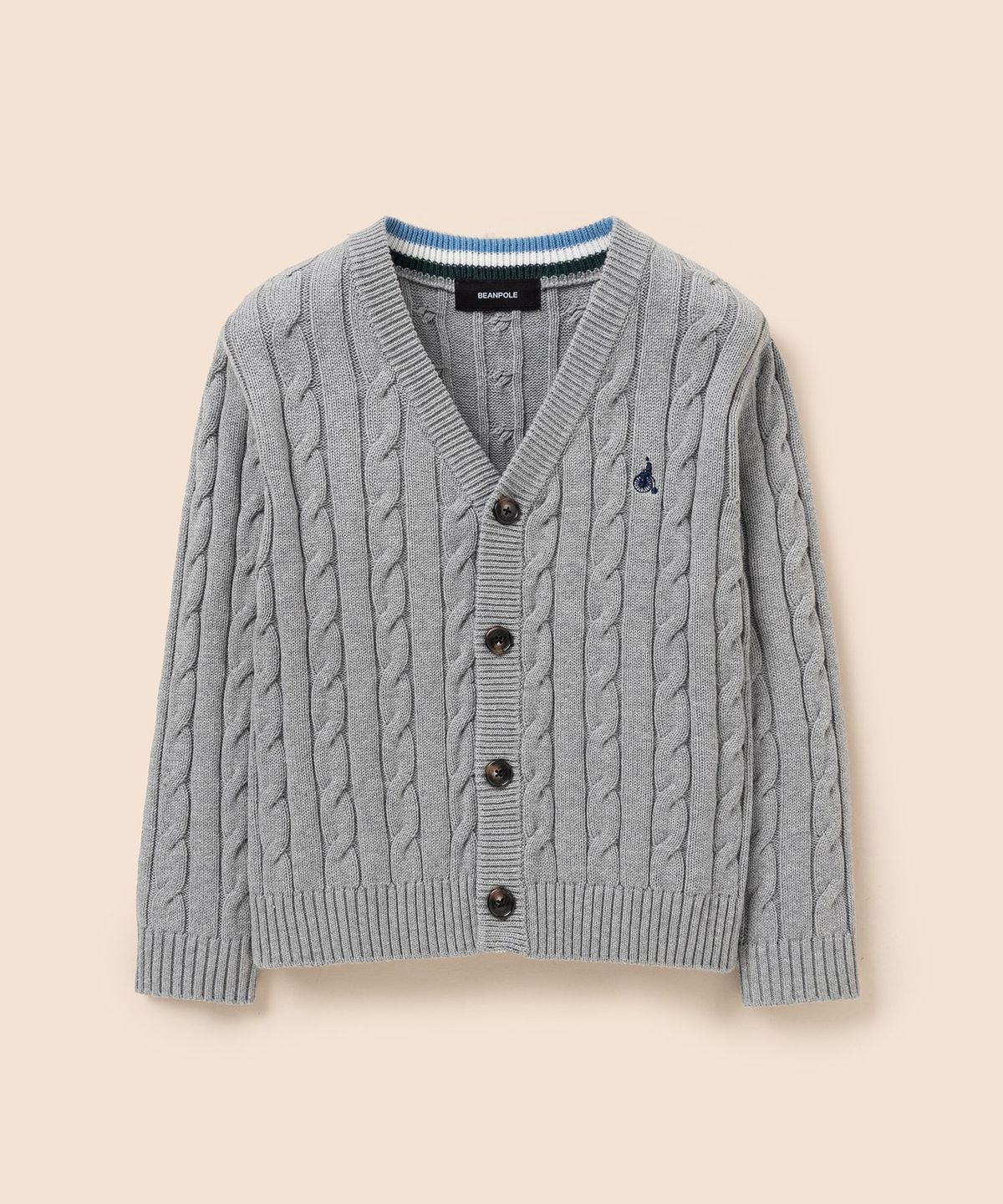 빈폴 키즈(BEANPOLE KIDS) [Essential] 클래식 케이블 브이넥 카디건  그레이 (BI615AUE33) (BI615AUE33)
