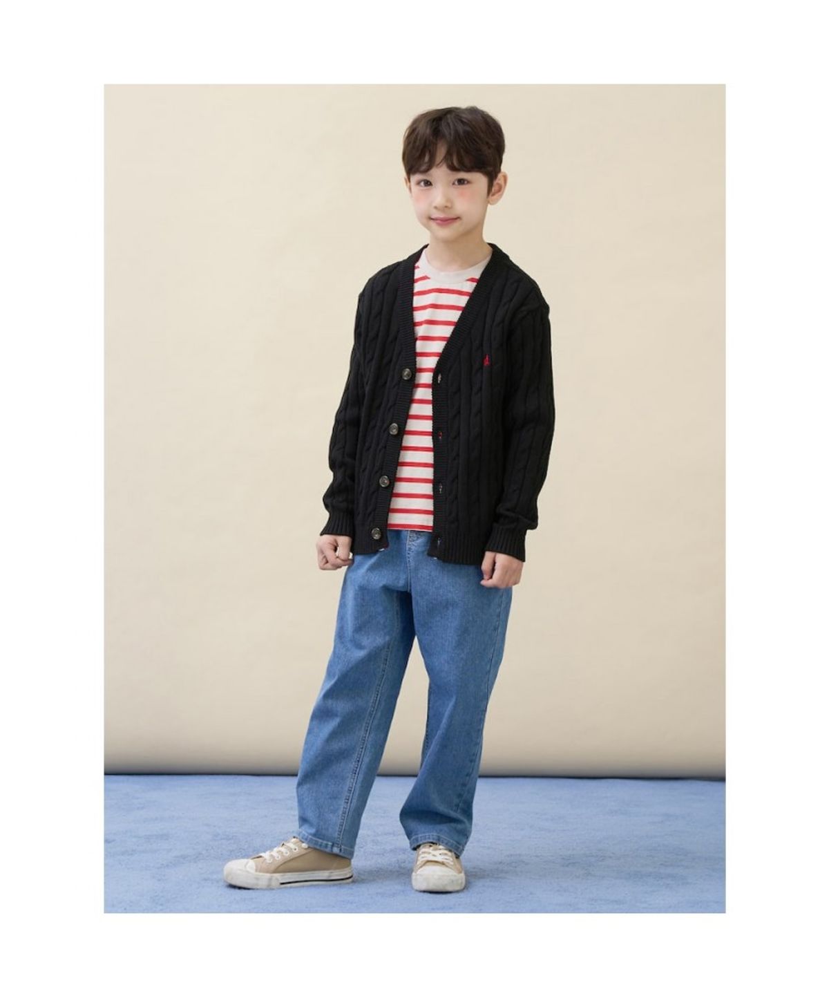 빈폴 키즈(BEANPOLE KIDS) [Essential] 클래식 케이블 브이넥 카디건  블랙 (BI615AUE35) (BI615AUE35)