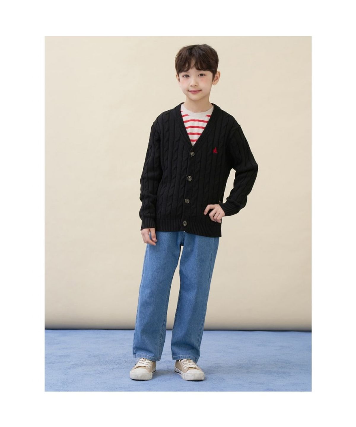 빈폴 키즈(BEANPOLE KIDS) [Essential] 클래식 케이블 브이넥 카디건  블랙 (BI615AUE35) (BI615AUE35)
