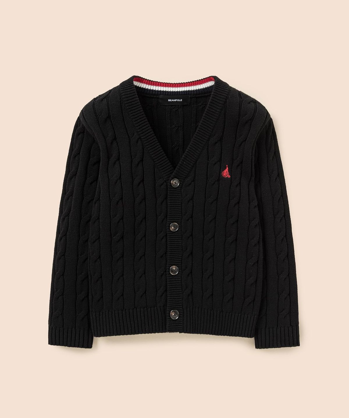 빈폴 키즈(BEANPOLE KIDS) [Essential] 클래식 케이블 브이넥 카디건  블랙 (BI615AUE35) (BI615AUE35)