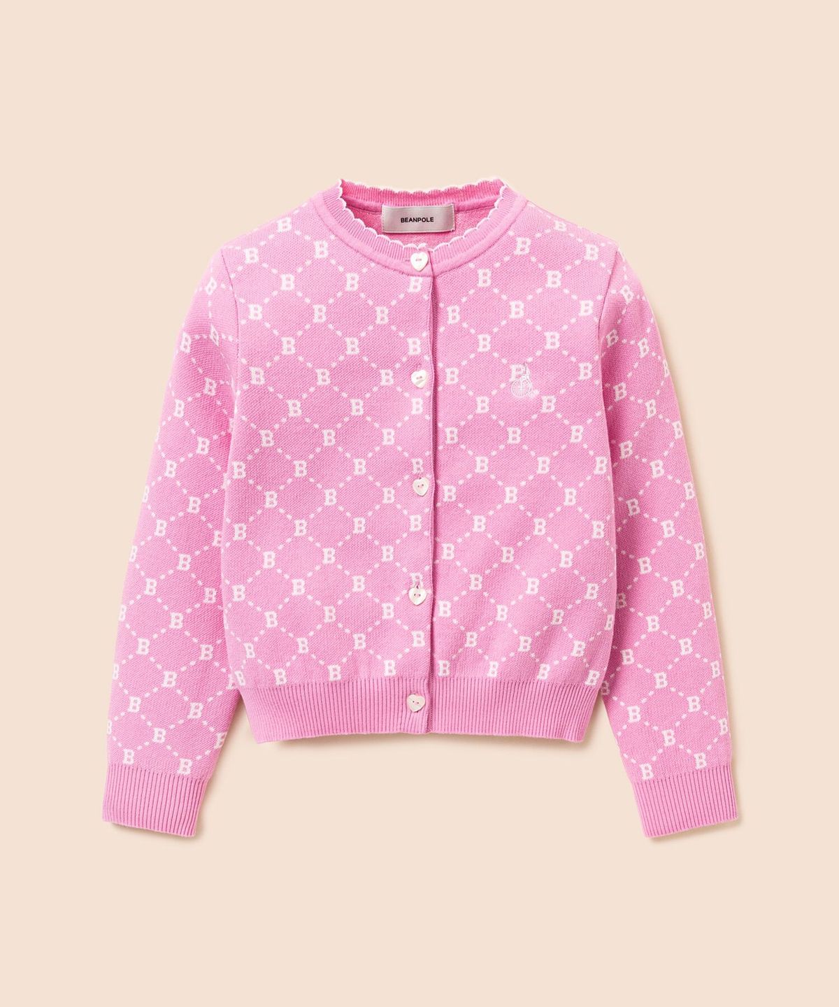 빈폴 키즈(BEANPOLE KIDS) 여아 모노그램 카디건  라이트 핑크 (BI615AG01Y)