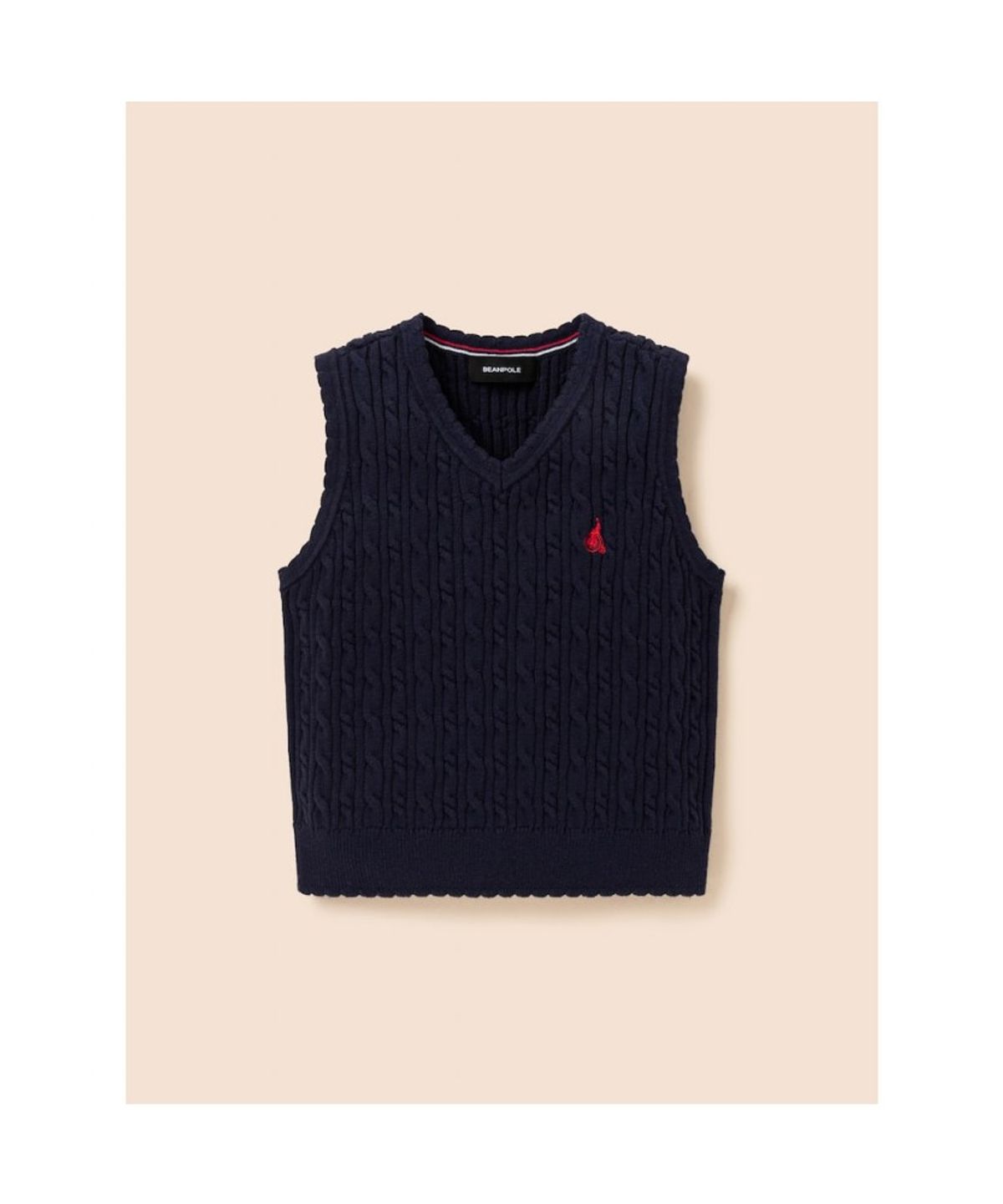 빈폴 키즈(BEANPOLE KIDS) [Essential] 여아 클래식 케이블 니트 베스트  네이비 (BI6151GE1R)