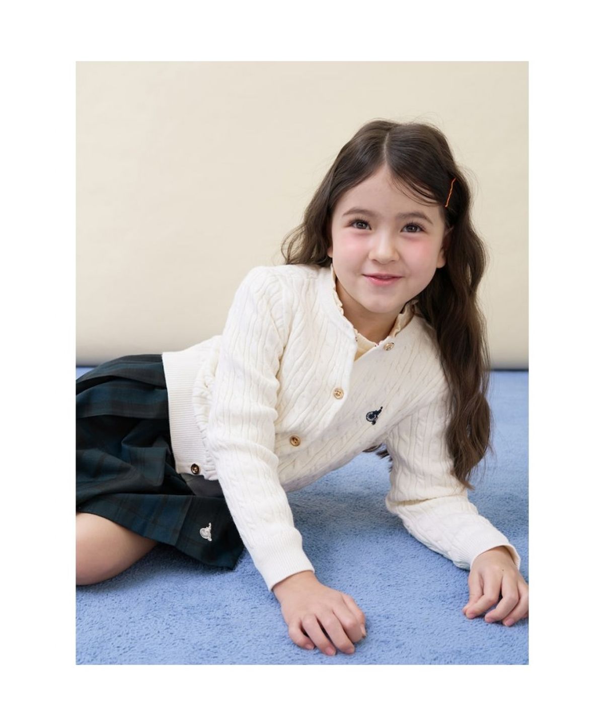 빈폴 키즈(BEANPOLE KIDS) [Essential] 여아 클래식 케이블 카디건  아이보리 (BI615AGE20) (BI615AGE20)