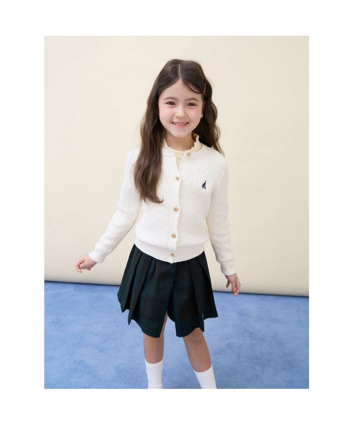 빈폴 키즈(BEANPOLE KIDS) [Essential] 여아 클래식 케이블 카디건  아이보리 (BI615AGE20) (BI615AGE20)