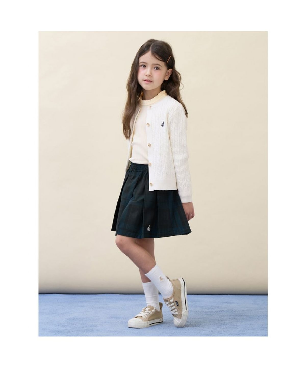 빈폴 키즈(BEANPOLE KIDS) [Essential] 여아 클래식 케이블 카디건  아이보리 (BI615AGE20) (BI615AGE20)
