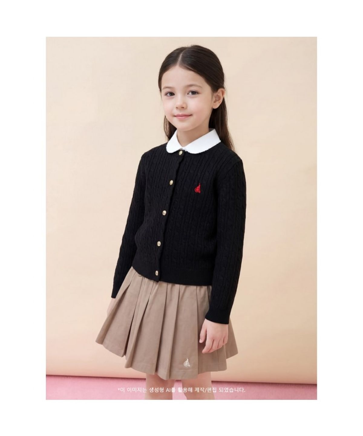 빈폴 키즈(BEANPOLE KIDS) [Essential] 여아 클래식 케이블 카디건  블랙 (BI615AGE25) (BI615AGE25)