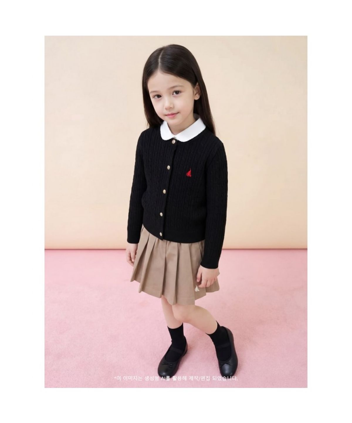 빈폴 키즈(BEANPOLE KIDS) [Essential] 여아 클래식 케이블 카디건  블랙 (BI615AGE25) (BI615AGE25)
