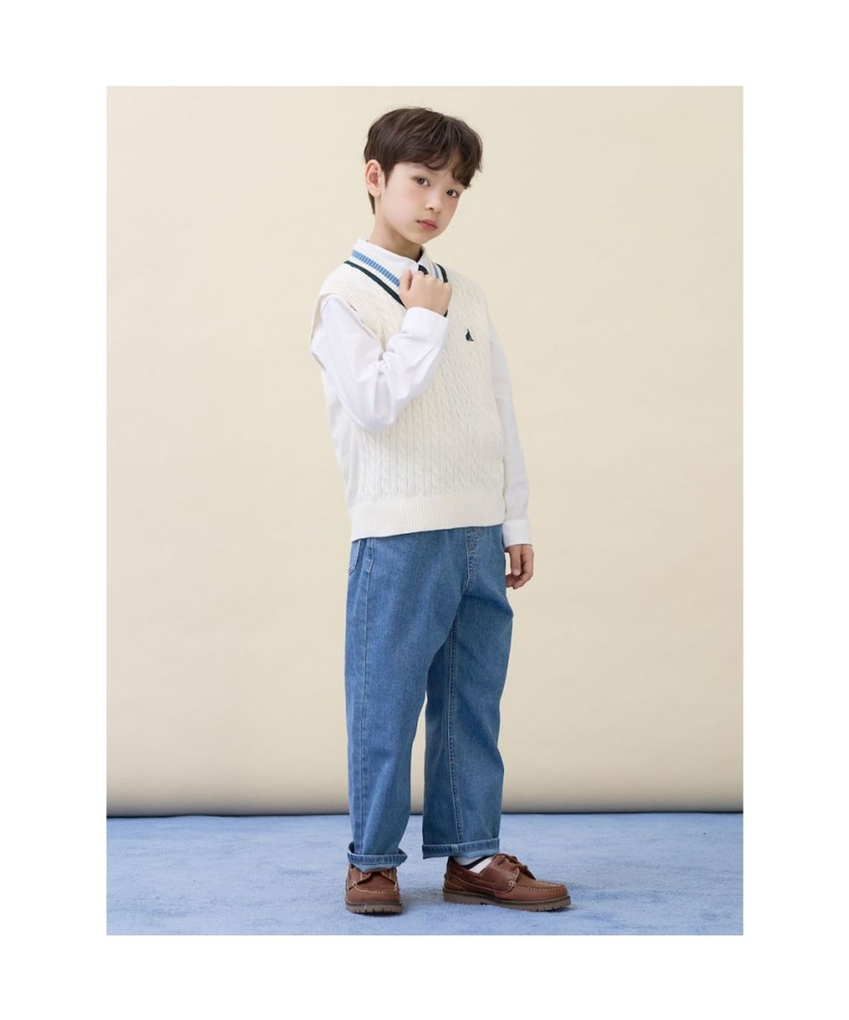 빈폴 키즈(BEANPOLE KIDS) [Essential] 클래식 케이블 니트 베스트  아이보리 (BI6151UE10) (BI6151UE10)