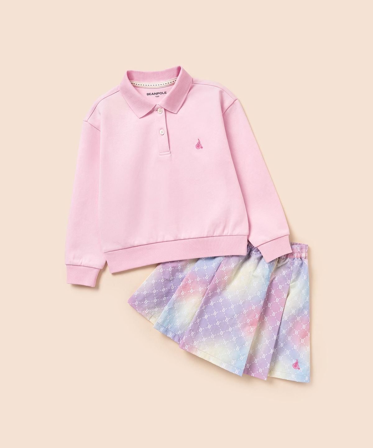 빈폴 키즈(BEANPOLE KIDS) 여아 클래식 모노그램 스웨트 상하세트  라이트 핑크 (BI6141G02Y)