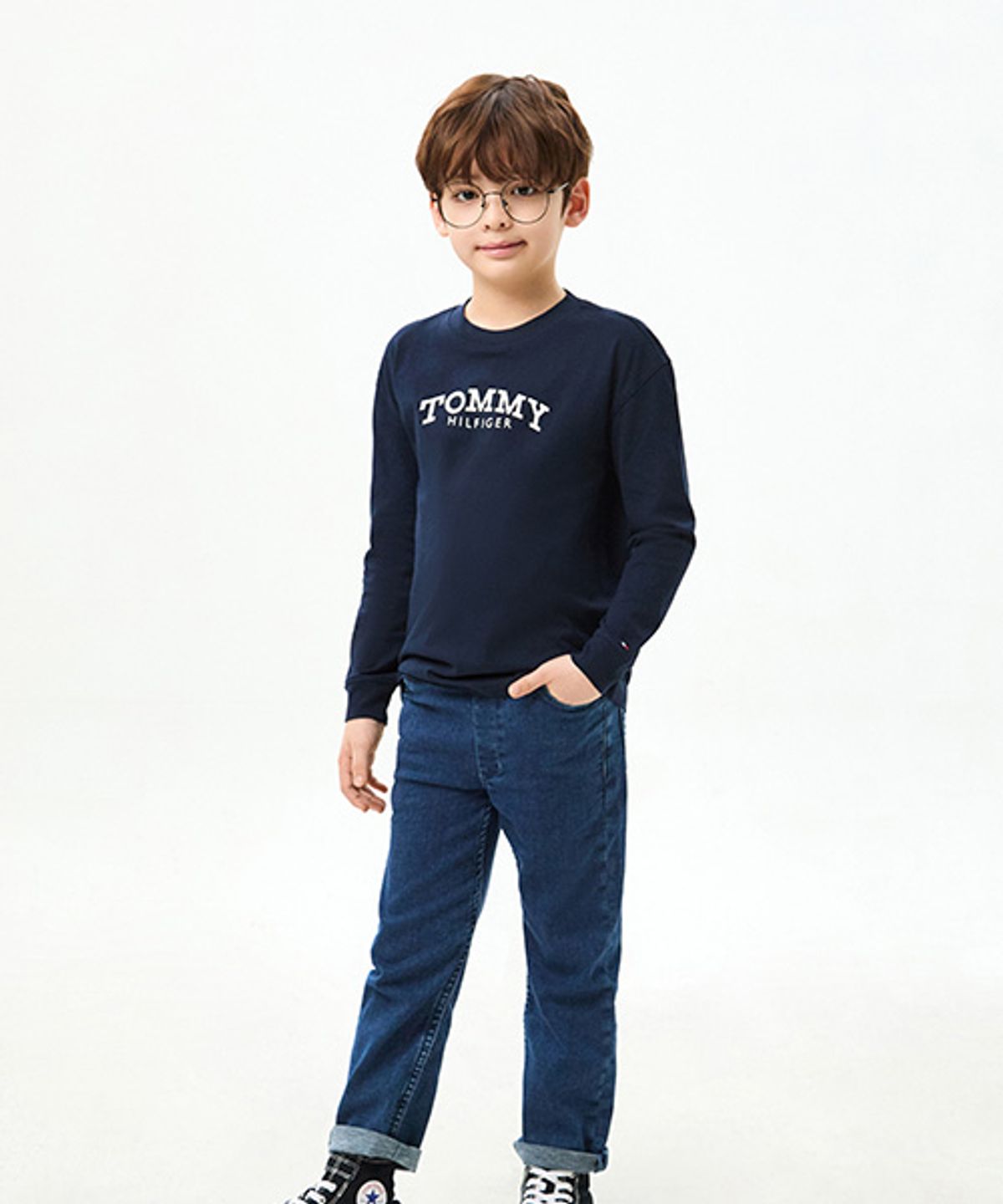 타미힐피거 키즈(TOMMY HILFIGER KIDS) 모노타입 프린트 로고 티셔츠