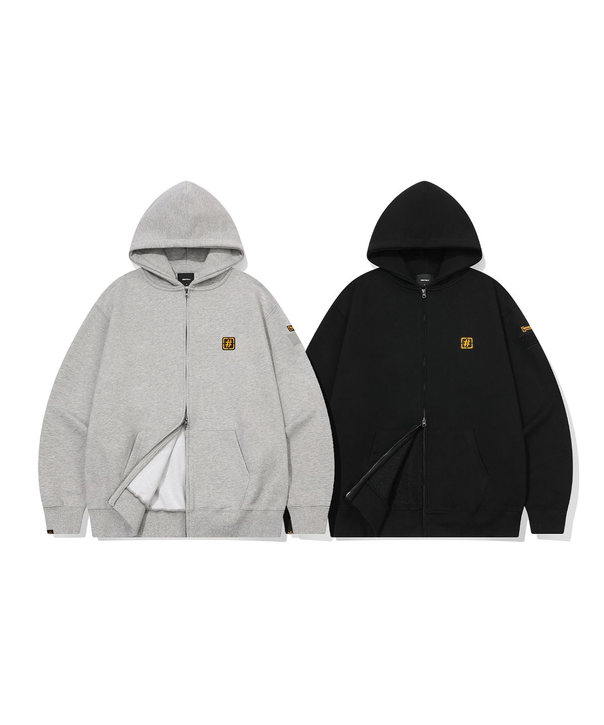 빈트릴(BEENTRILL) 해시태그 워크 후드 집업(멜란지 그레이)